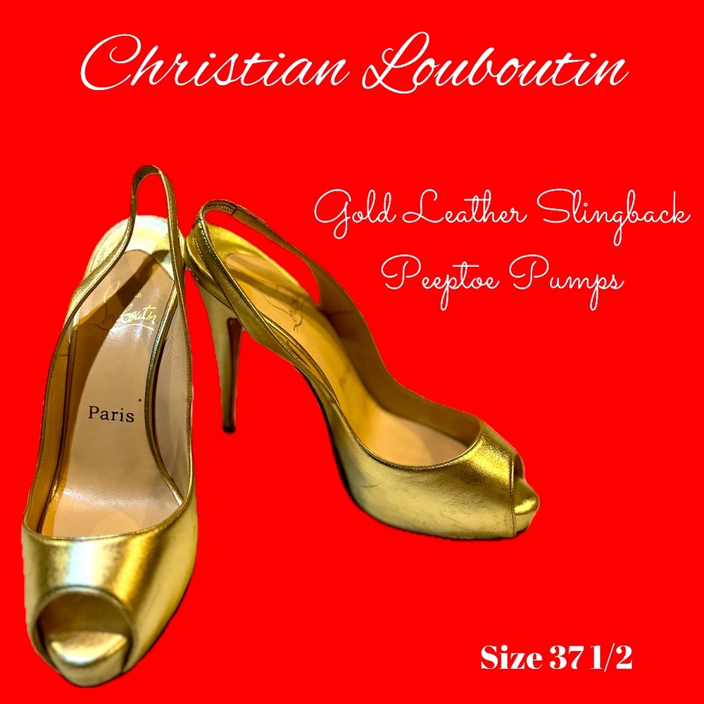 Gold Metallic Slingback Peeptoe Pumps by Christian Louboutin ♥️